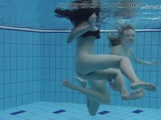 Two smashing Lesbians in the Pool Loving Eachother: Free sex clip 42