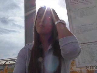 Hunt4k Angella Christin from Bus Station Comes to.