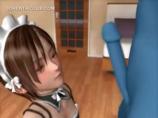 Pussy fingered anime maid blowing monsters johnson