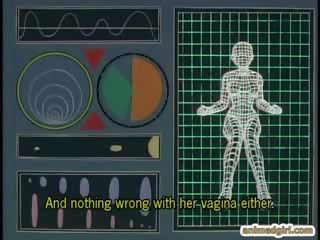 Toon lover tied up in a gynaecological chair and robot tentacles fucked