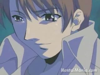 Ahvatlev manga temptress saamine väike cooshie boned poolt a hiiglane dork sisse a park