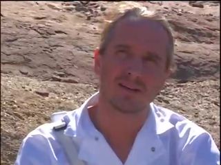 Astronaut stud lands on a planet where a busty blonde primitive beauty Bridgette Kerkove sucks his peter then gets anal fucked outdoors fucked doggystyle