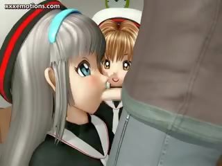 Two animated teenies tasting a pecker